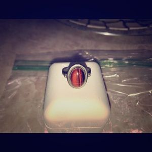 Solid Sterling Silver ring Tigers eye stone
sz 6